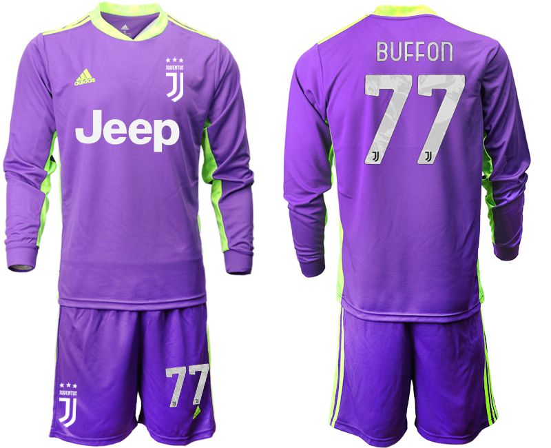 Men 2020-2021 club Juventus purple long sleeved Goalkeeper #77 Soccer Jersey->juventus jersey->Soccer Club Jersey